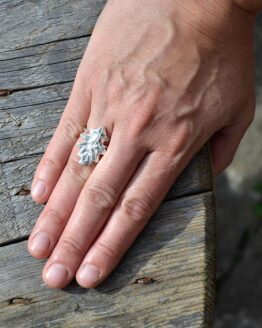 Oak Leaf Ring Silver Hand