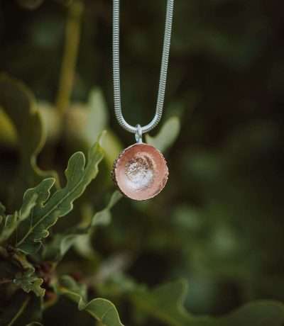 copper acorn cup necklace
